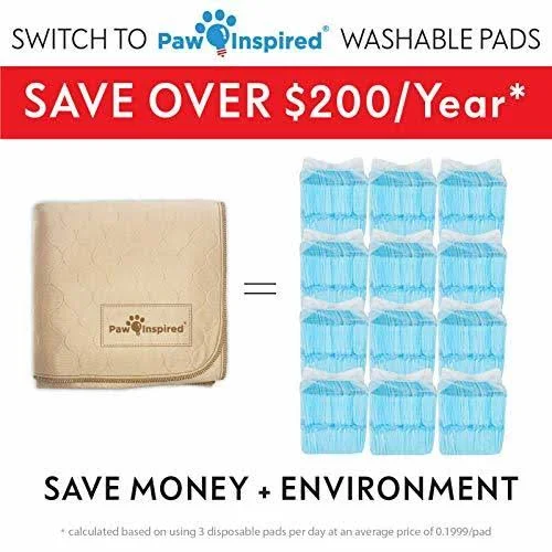 Paw Inspired Washable Pee Pads for Dogs, 4XL 72 x 72, Puppy Training Pads, Wat