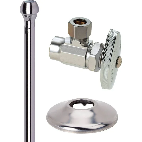 Brasscraft R1912AX-C 1/2-Inch Nominal Comp x 3/8-Inch OD Comp Faucet Supply Kit - Angle Stop - 12-Inch Length (Chrome)