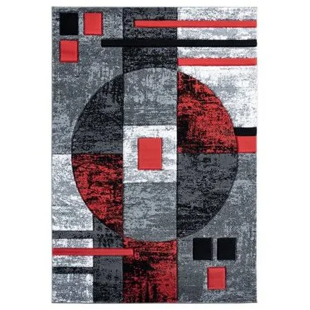 Orren Ellis Zabala Red/Gray Area Rug - Size: Rectangle 7'10 inch x 10'6 inch