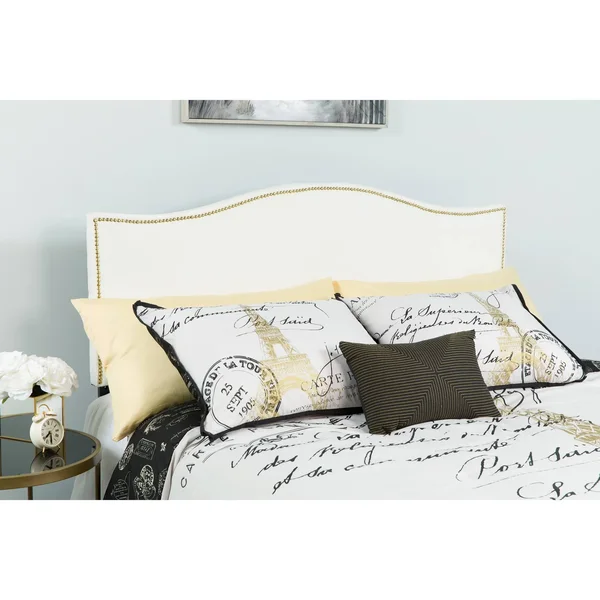 Flash Furniture Lexington Fabric Panel Headboard, White, King