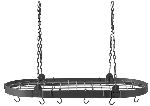 Old Dutch Oval Pot Rack with Grid & 12 Hooks - Graphite