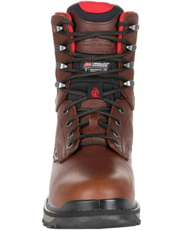 Men's Brown Rocky Rams Horn 800G Insulated Waterproof Work Boot Size 12