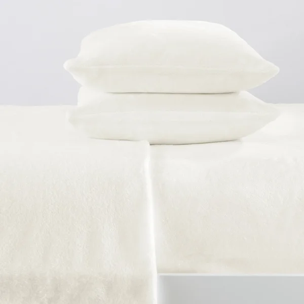 Great Bay Home Extra Soft Cozy Velvet Plush Solid Bed Sheet Set (California King - White)