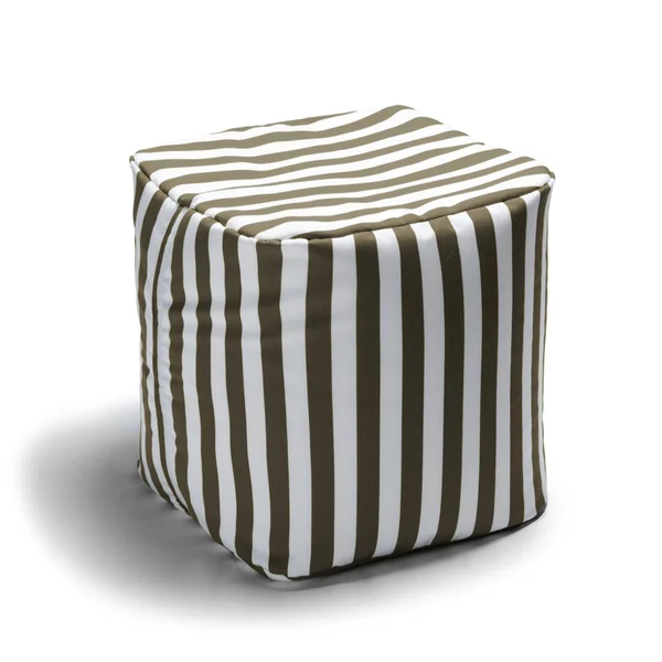 Jaxx Luckie Outdoor Pouf Ottoman, Taupe Striped