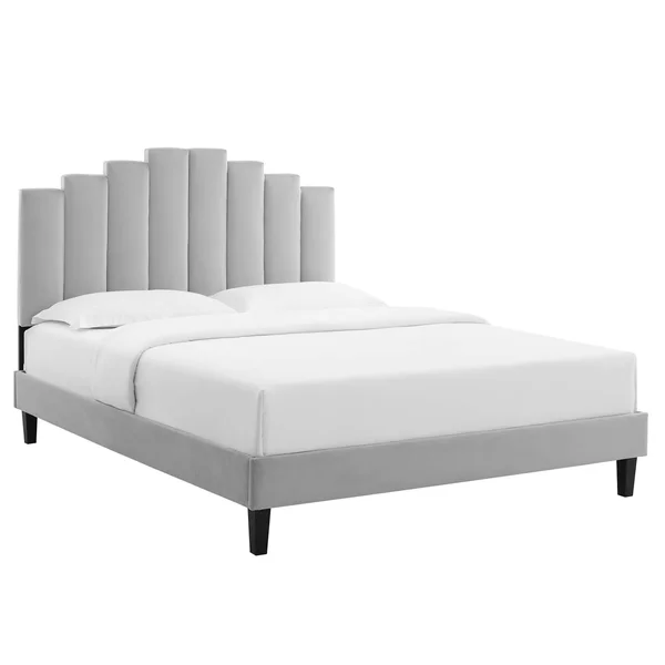 Modway Elise Full Performance Velvet Platform Bed MOD-6877 - Light Gray