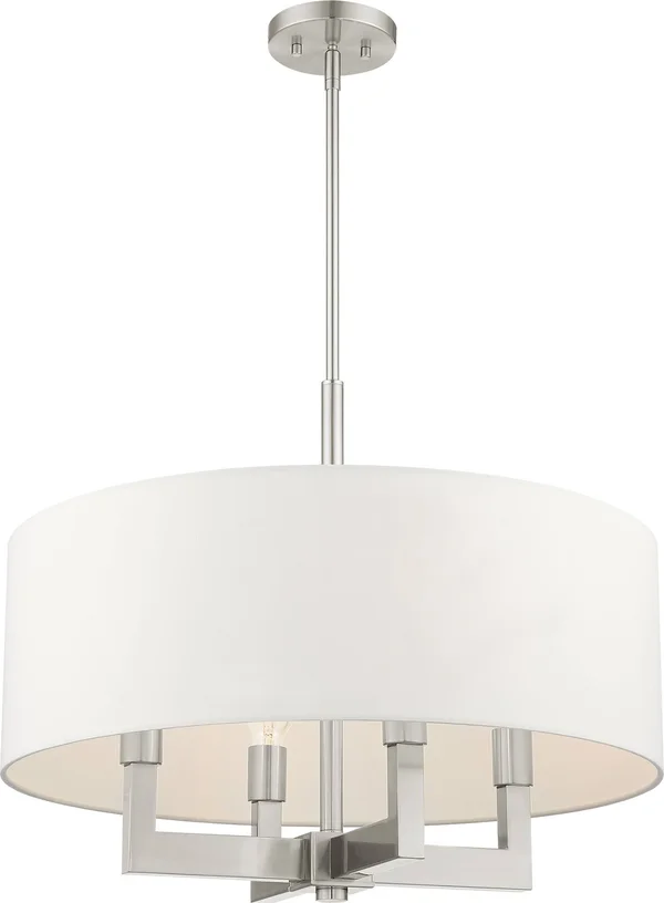Livex Lighting Cresthaven 4 Light Brushed Nickel Chandelier 48786-91