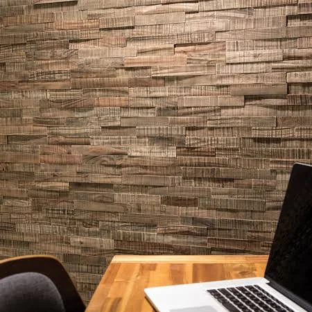 Sample - Wood Peel & Stick Mosaic Tile in Petrified Forest Aspect