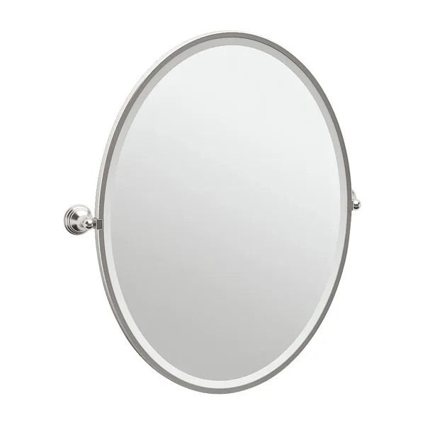 Gatco 4369FLG Charlotte Framed Large Oval Mirror, Satin Nickel
