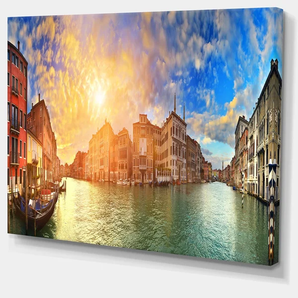Grand Canal Venice Panorama - Cityscape Artwork Print on Canvas - 40 in. Wide x 30 in. High