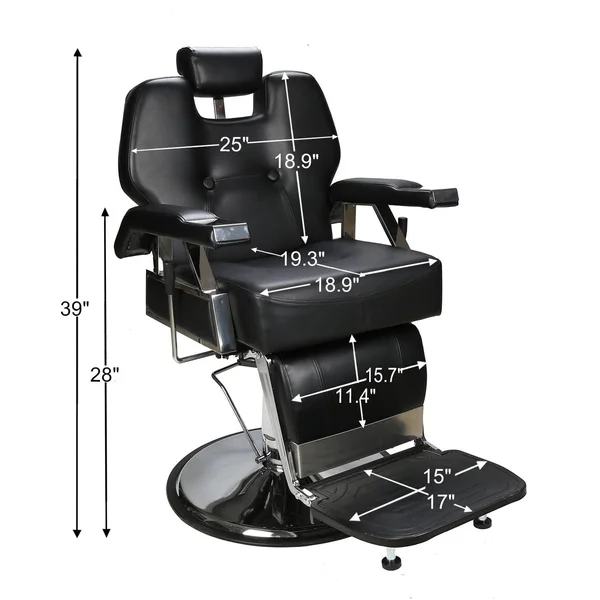 BarberPub All Purpose Hydraulic Recline Barber Chair (Brown)