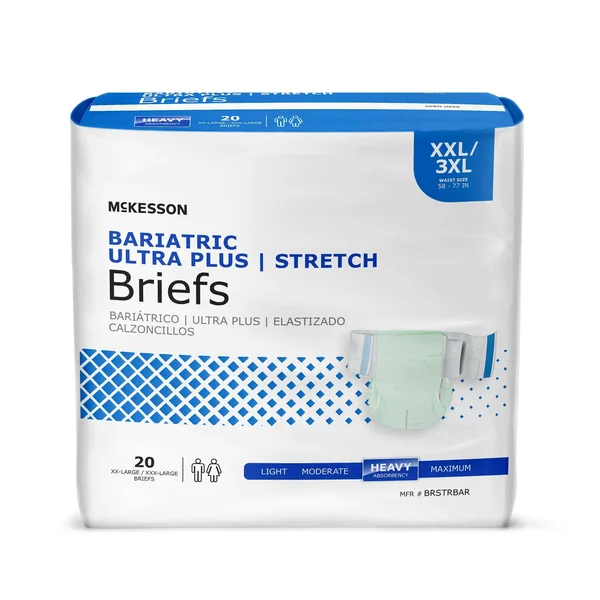 McKesson Bariatric Adult Incontinence Brief 2X-Large, 3X-Large Heavy Absorbency, Size: 2XL, Green