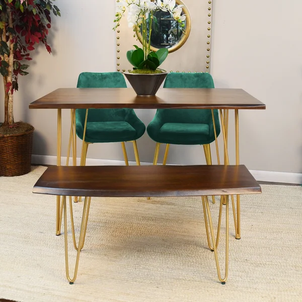 Mila Live Edge Dining Table (Natural, Black)