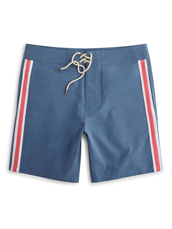 Faherty Men's Retro Surf Stripe Boardshort - Blue Red Stripe 32