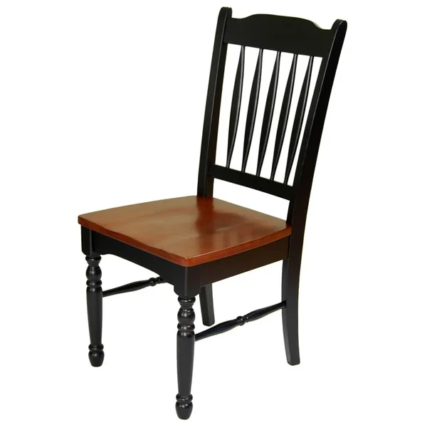 A-America British Isles Slatback Side Chair - Oak-Black Finish, Set of 2