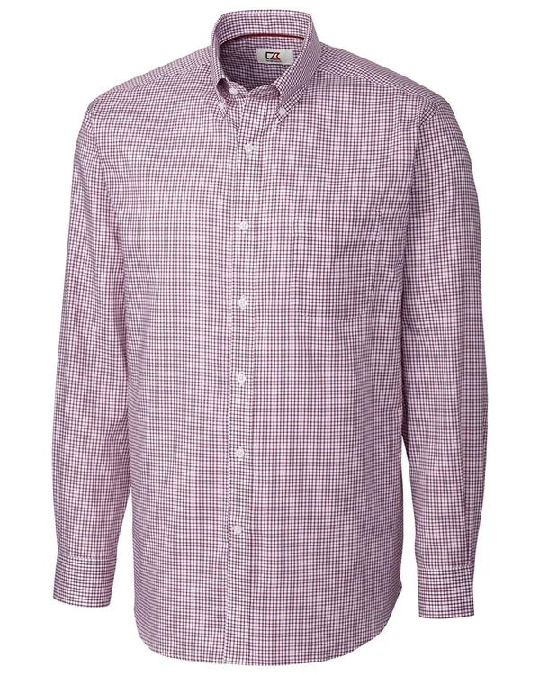 Cutter & Buck MCW01891 Men's Long Sleeve Epic Easy Care Tattersall Shirt - Size: Small, Chutney