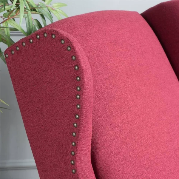 Noble House Wescott Recliner in Deep Red and Dark Brown