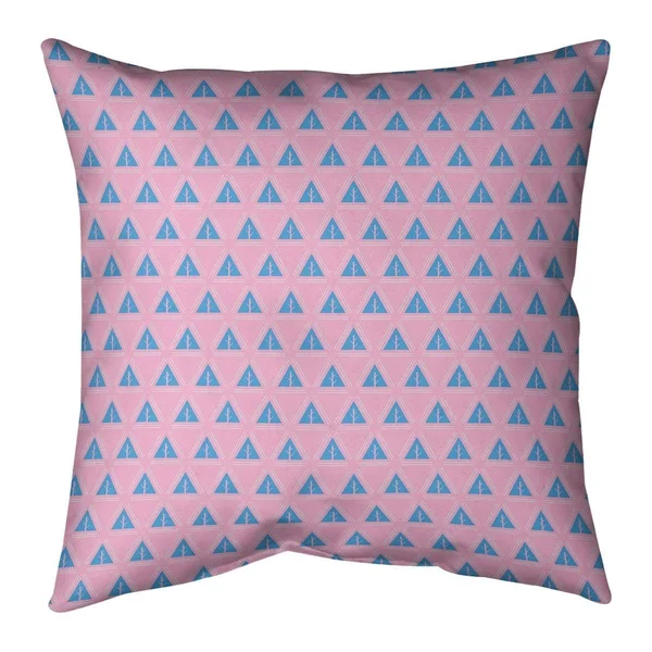 Three Color Minimalist Trees with Blue Throw Pillow - 20 x 20 - Blue & Orange - Synthetic Fiber