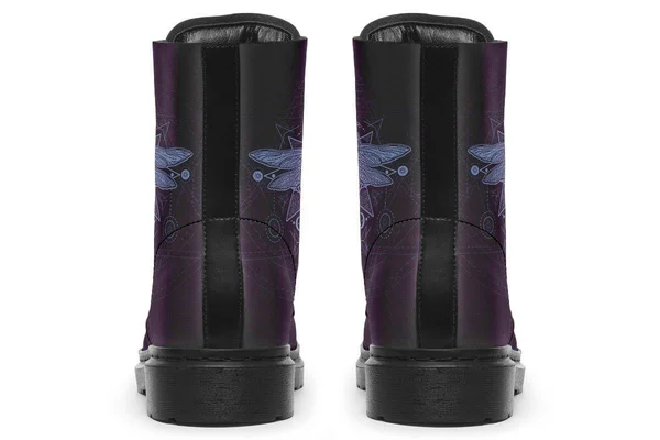 Purple Dragonfly Boots - Non-Leather Hippie Boots, YesWeVibe Men's Boots, Black Sole, US 14, EU49