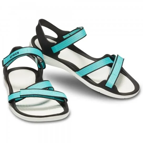 Crocs Swiftwater Sandals Webbing Sandal (Pool, White) Women