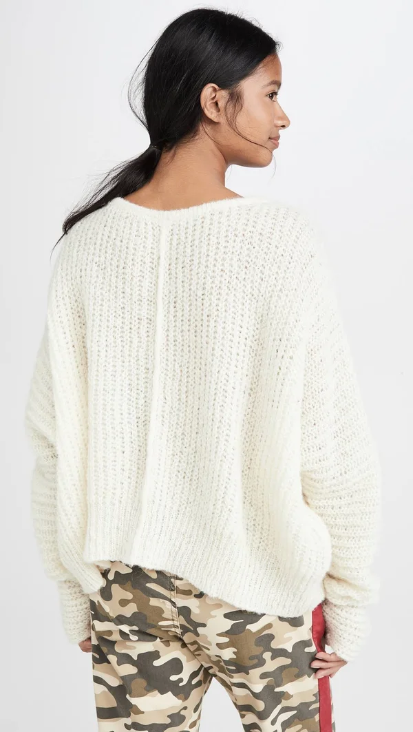 Free People Moonbeam V-Neck Sweater - Ivory