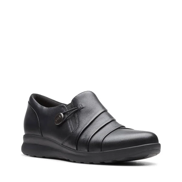 Clarks Un Adorn Loop Black Leather, Women's, Size: 5