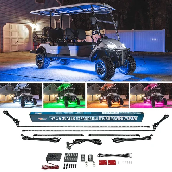 LEDGlow 4pc Million Color LED 6 Seater Limo Golf Cart Underbody Lighting Kit