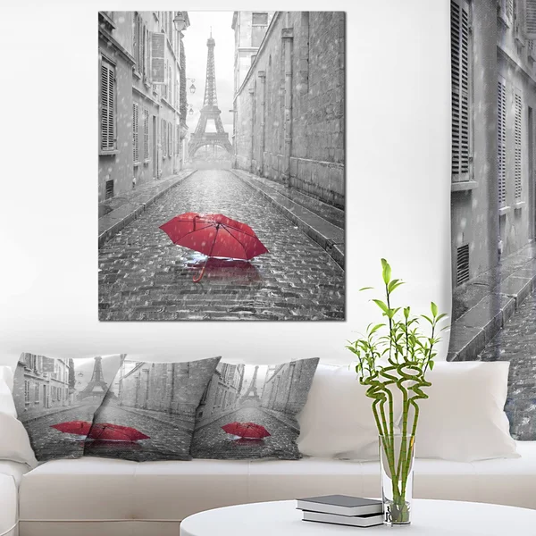 Designart &Eiffel View from Paris Street & Cityscape Photo Canvas Art Print - Size: 30 inch x 40 inch