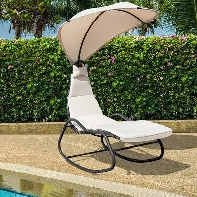 Rowley Hanging Chaise Lounger with Stand Arlmont & Co. Color: Beige