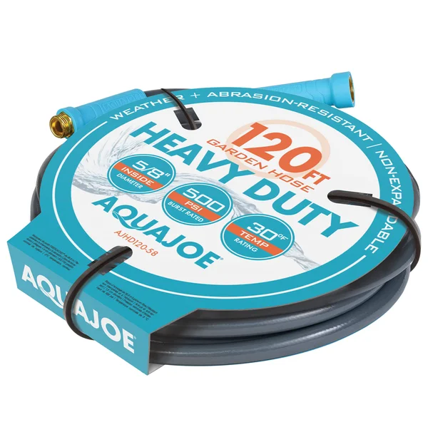 Aqua Joe AJHD120-58 Heavy Duty Garden Hose - 120 ft, 5/8 in, Kink Resistant
