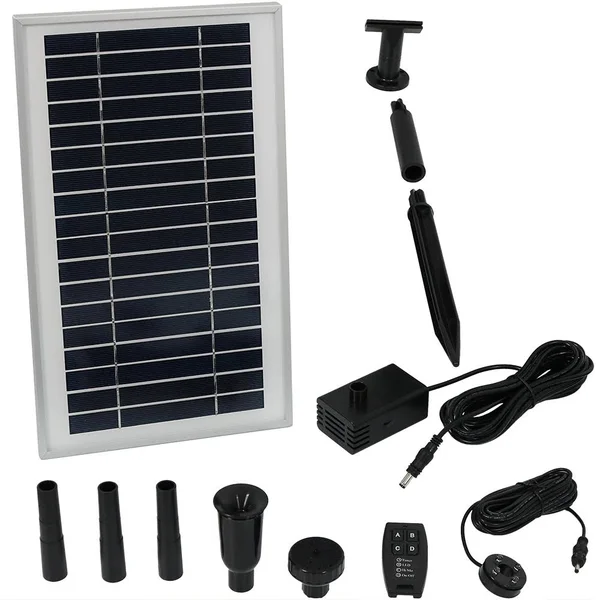 Sunnydaze Decor 55 in. Lift 105 GPH Solar Pump Kit with Battery Pack and Remote Control