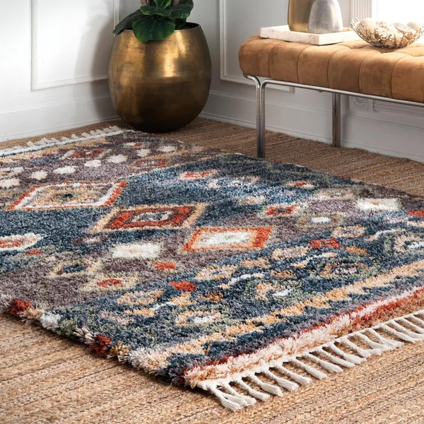 nuLOOM Rosemarie Southwestern Moroccan Shag Runner Rug, 2& 6x22 x 10&, Blue
