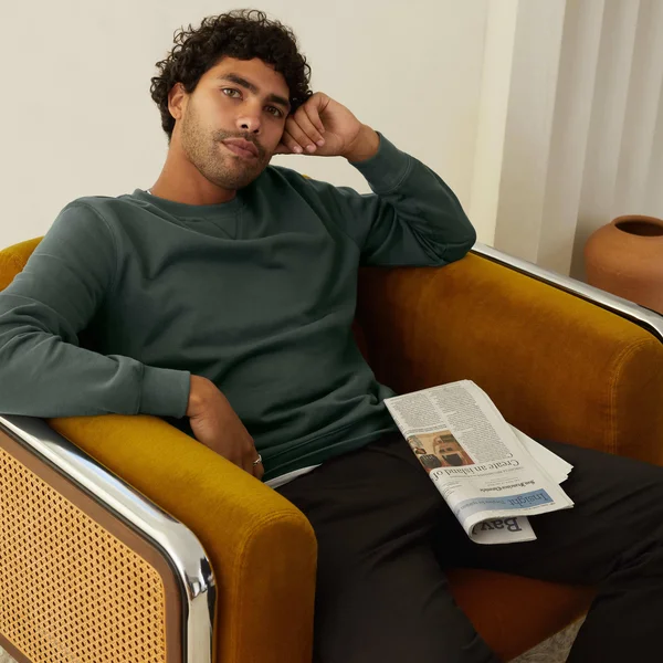 Men's French Terry Crew Neck, Uniform Sweater by Everlane in Pine, Size XXL