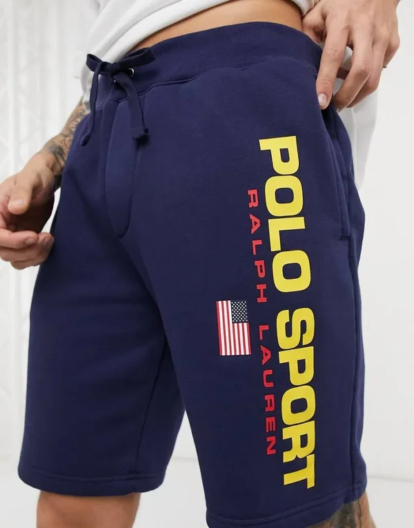 Polo Ralph Lauren Sport Capsule Fleece Large Logo Print Sweat Shorts in Cruise Navy