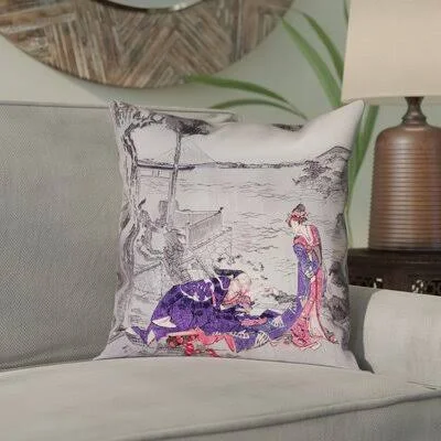 Enya 14x22 Japanese Courtesan Pillow Cover Bloomsbury Market Color: Indigo, Size: 16x22 x 16x22
