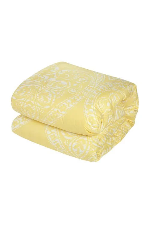 Parma Sicily Reversible Printed Comforter Set Yellow, Size: Queen