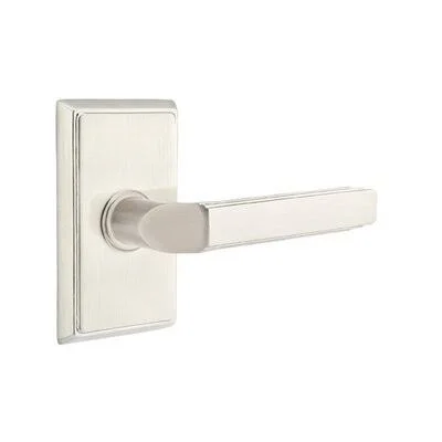 Emtek 8121MUS15LH Passage Milano Lever with Rectangular Rose Finish: Satin Nickel - Handle Orientation: Left