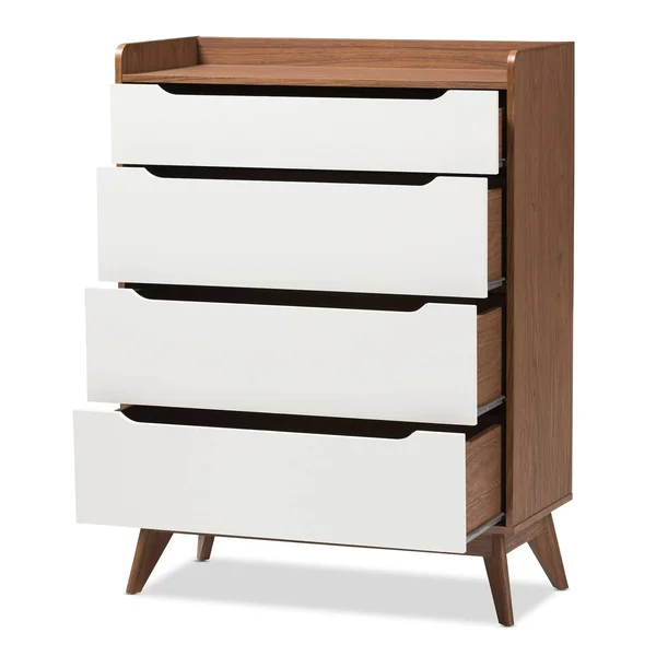 Baxton Studio 4-Drawer Storage Chest - White/Walnut