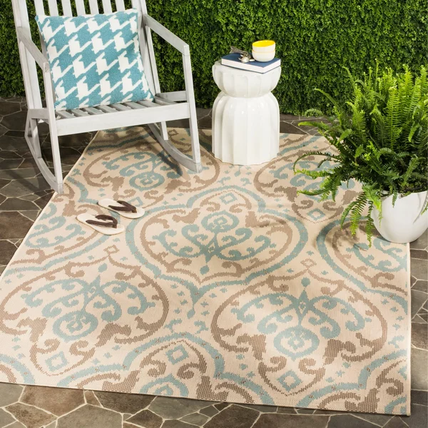 Safavieh Martha Stewart MSR4114-21312 5&3x22 x 7&7x22 Beige, Aqua Area Rug