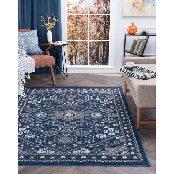 Alise Rugs Hamilton Traditional Oriental Runner Rug - 7&10 x 7&10 - Cream