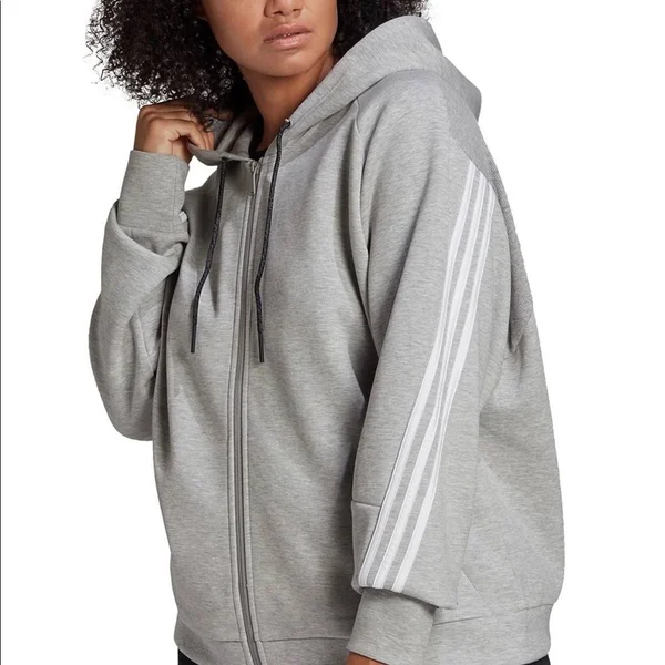 Adidas Plus Size Fleece 3-Stripes Full Zip Hoodie