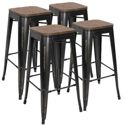 Medfield 30'' Bar Stool Williston Forge Color: Black/Gold