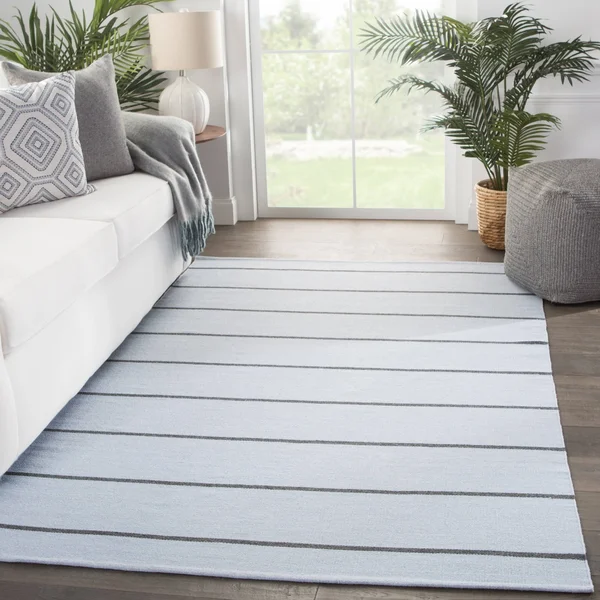 Lowe&s Sundry 9 x 12 Blue/Ivory Indoor/Outdoor Stripe Coastal Handcrafted Area Rug, BRG143127