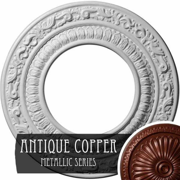 8 1/8x22OD x 4 1/8x22ID x 1/2x22P Andrea Ceiling Medallion (Fits Canopies Up to 4 1/8x22), Hand-Painted Smokey Topaz Crackle