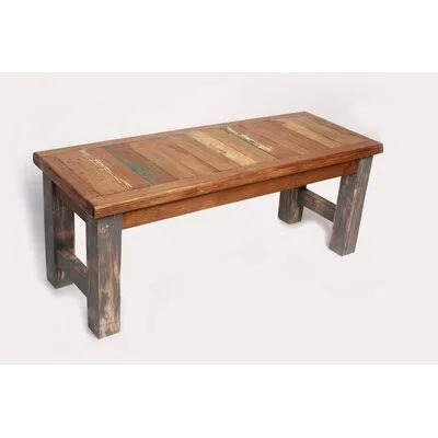 Alysa Reclaimed Old Door Wood Bench Loon Peak Color: Industrial Gray - Size: 19x22 H x 72x22 W x 18x22 D
