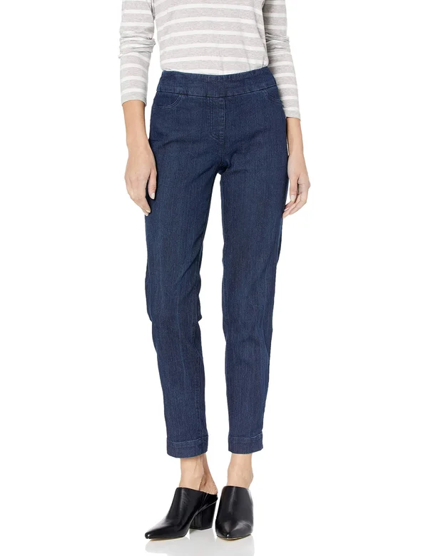 Multiples Pull-On Ankle Pants - Womens, 6, Denim