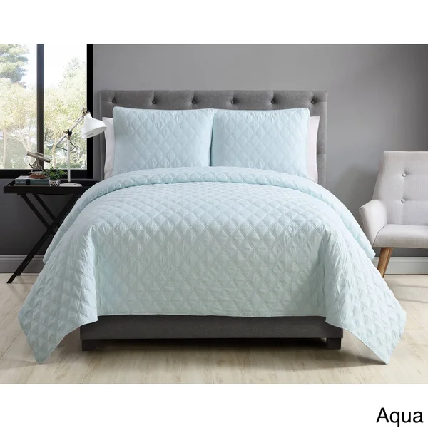 VCNY Home Buckingham Quilted Diamond Coverlet Set, Aqua, Twin XL