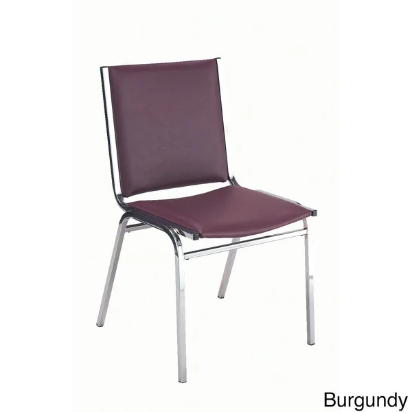 KFI 410 Armless Stacking Chair - Black Vinyl - 1in Thick Seat