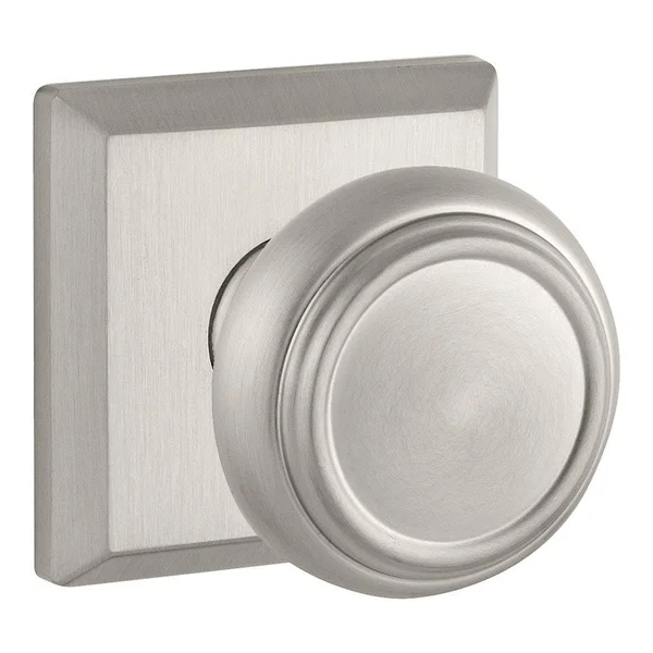 Baldwin Traditional Reserve Knob Traditional Square Rose Full Dummy Set Satin Nickel