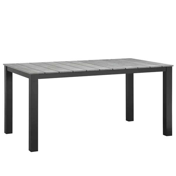Modway Maine 63x22 Outdoor Patio Dining Table, White/Light Gray