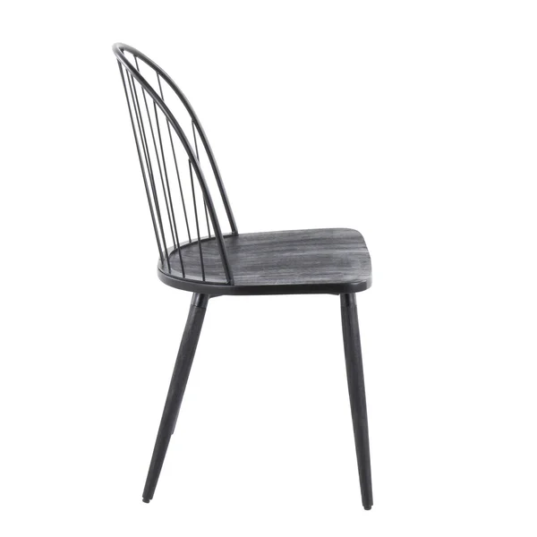 Riley High Back Chair - Black Metal, Black Wood - Set of 2